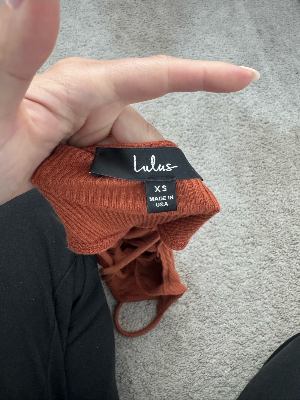 Lulu's Ribbed Rust One-Piece Bodysuit - Picture 5 of 5
